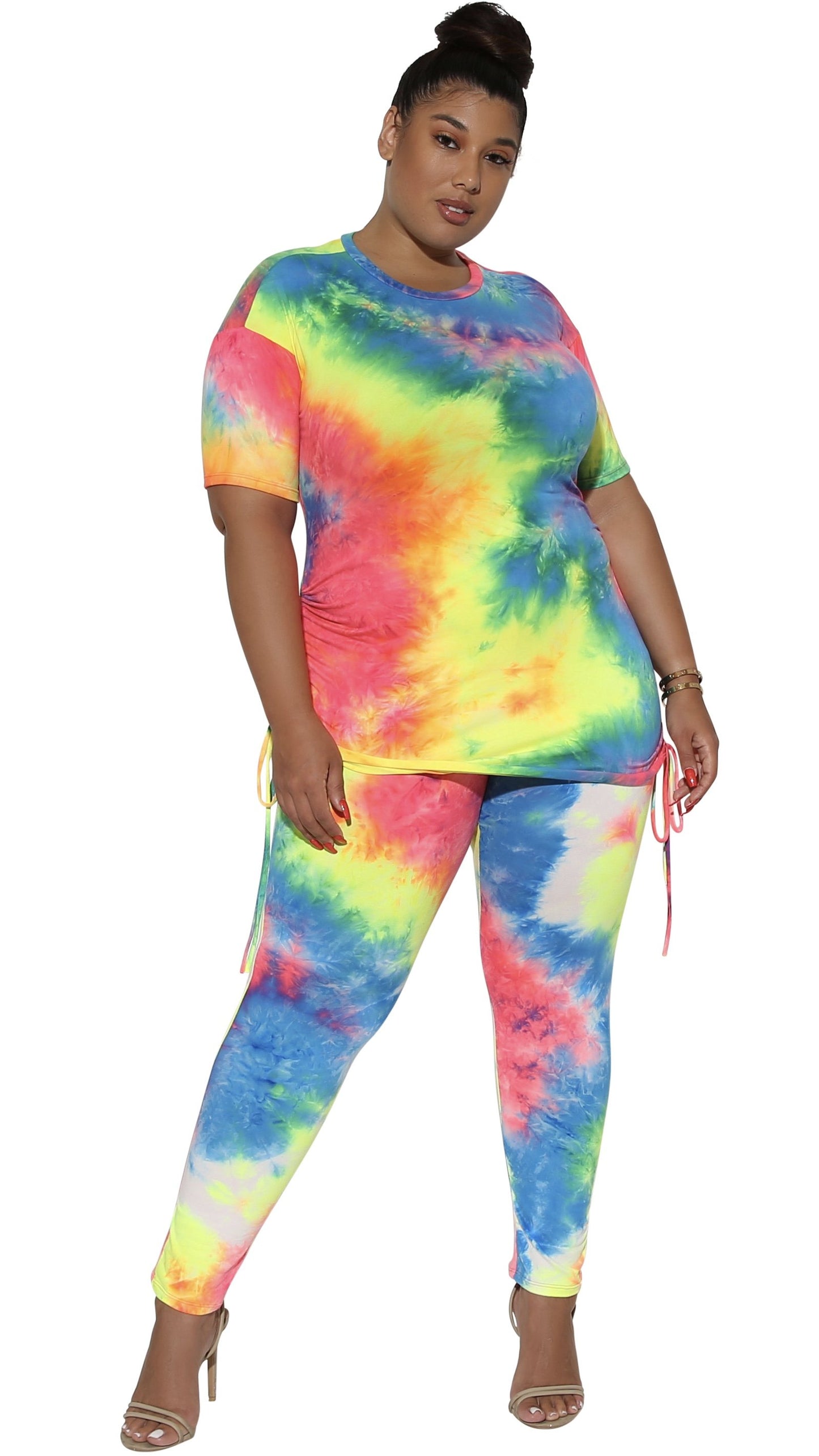 Vibrant Thang 2Pcs Pant Set (Blue/Pink/Yellow Tie Dye)-Pant Sets-Boughie-Boughie