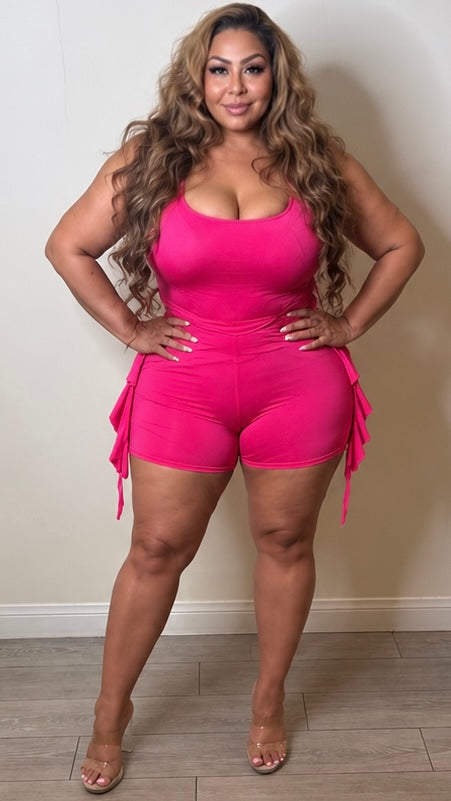 So Wavy 2Pcs Short Set (Hot Pink)