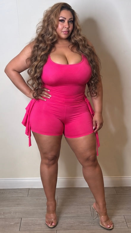 So Wavy 2Pcs Short Set (Hot Pink)