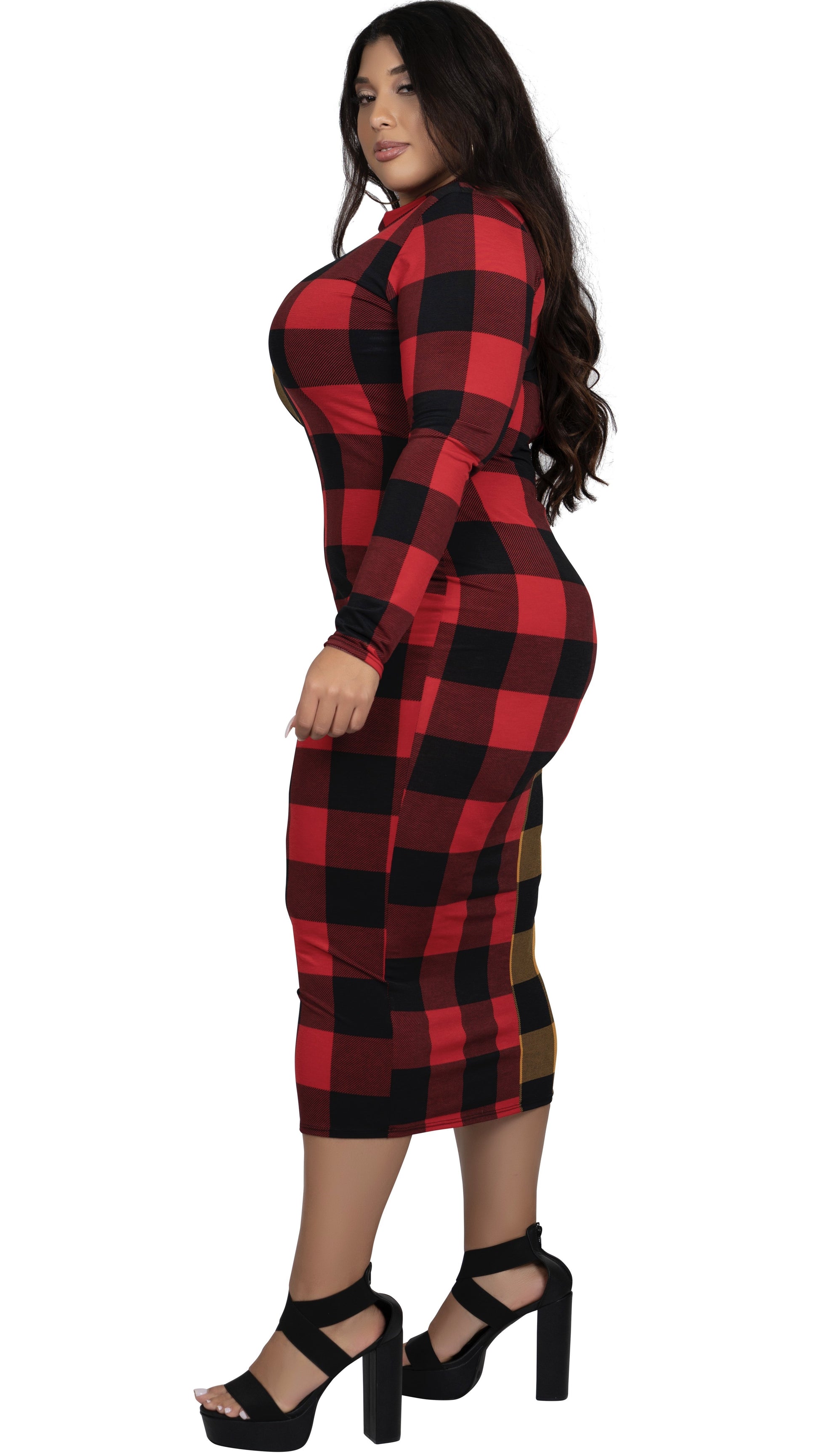 Best Of Both Worlds Dress (Red/Mustard Plaid)-Dresses-Boughie-Boughie