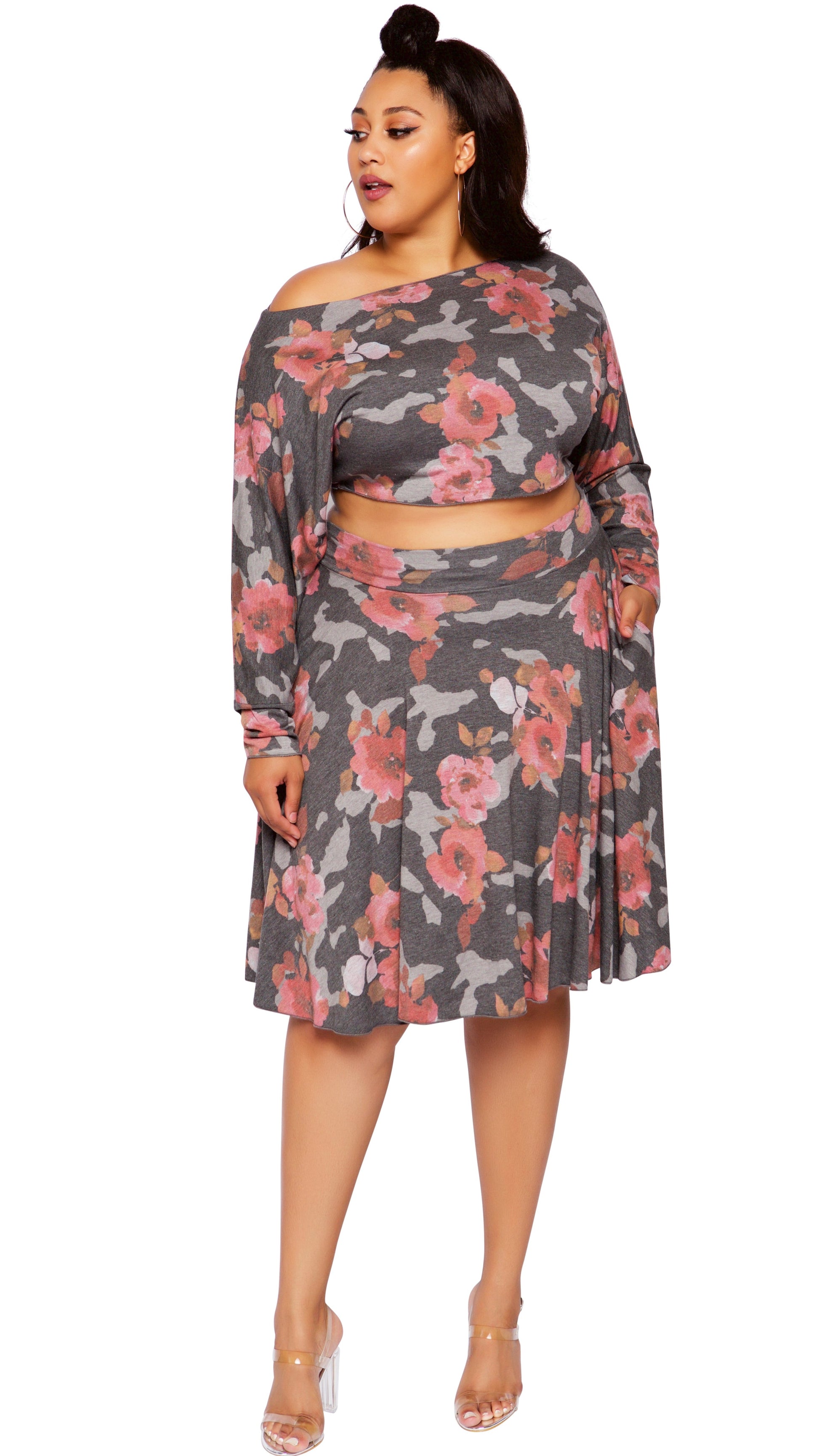 Bubblegum 2Pcs Skirt Set (Floral)-Skirt Sets-Boughie-Boughie