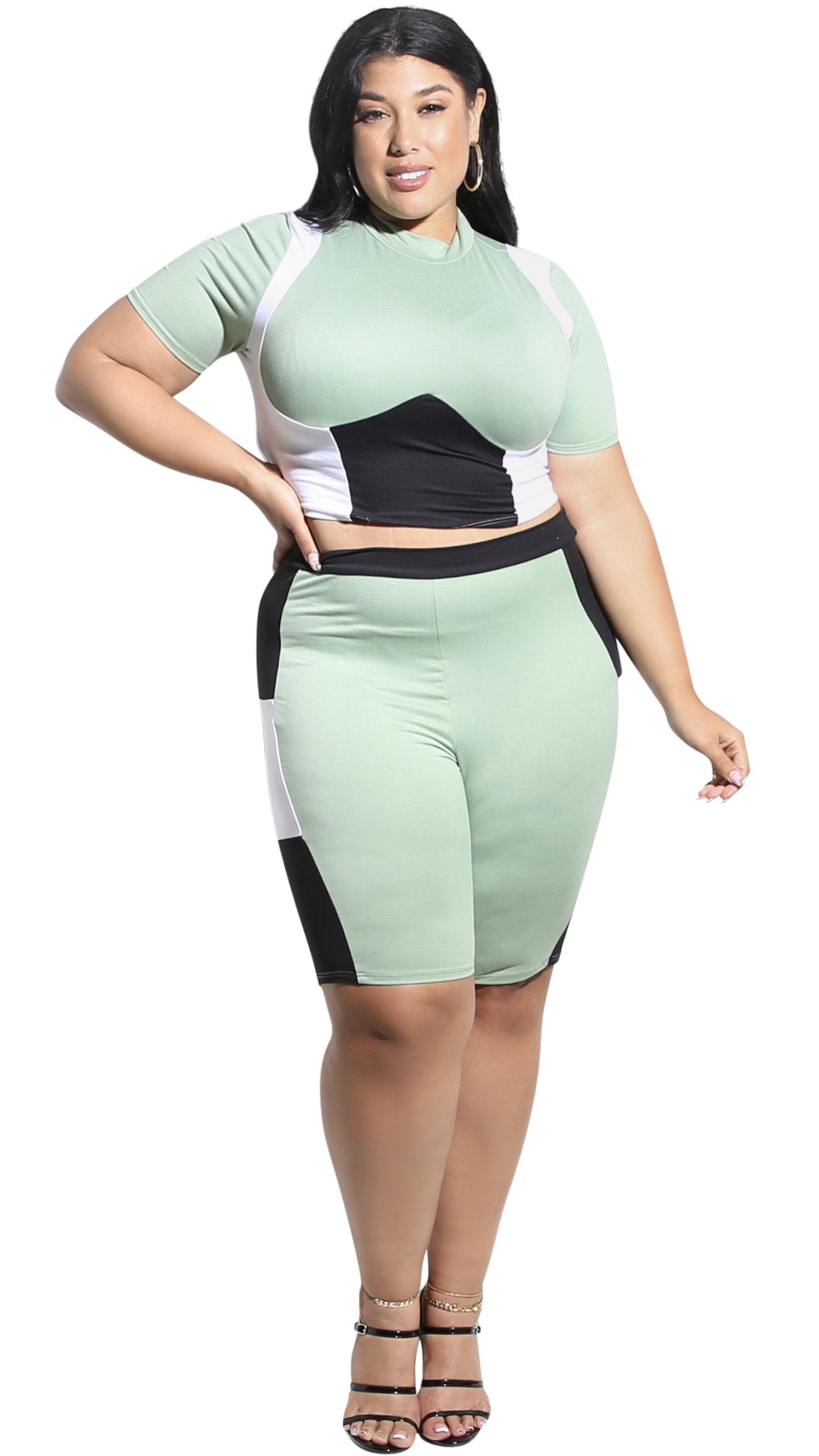 Can’t You See 2Pcs Short Set (Mint/Black/White)