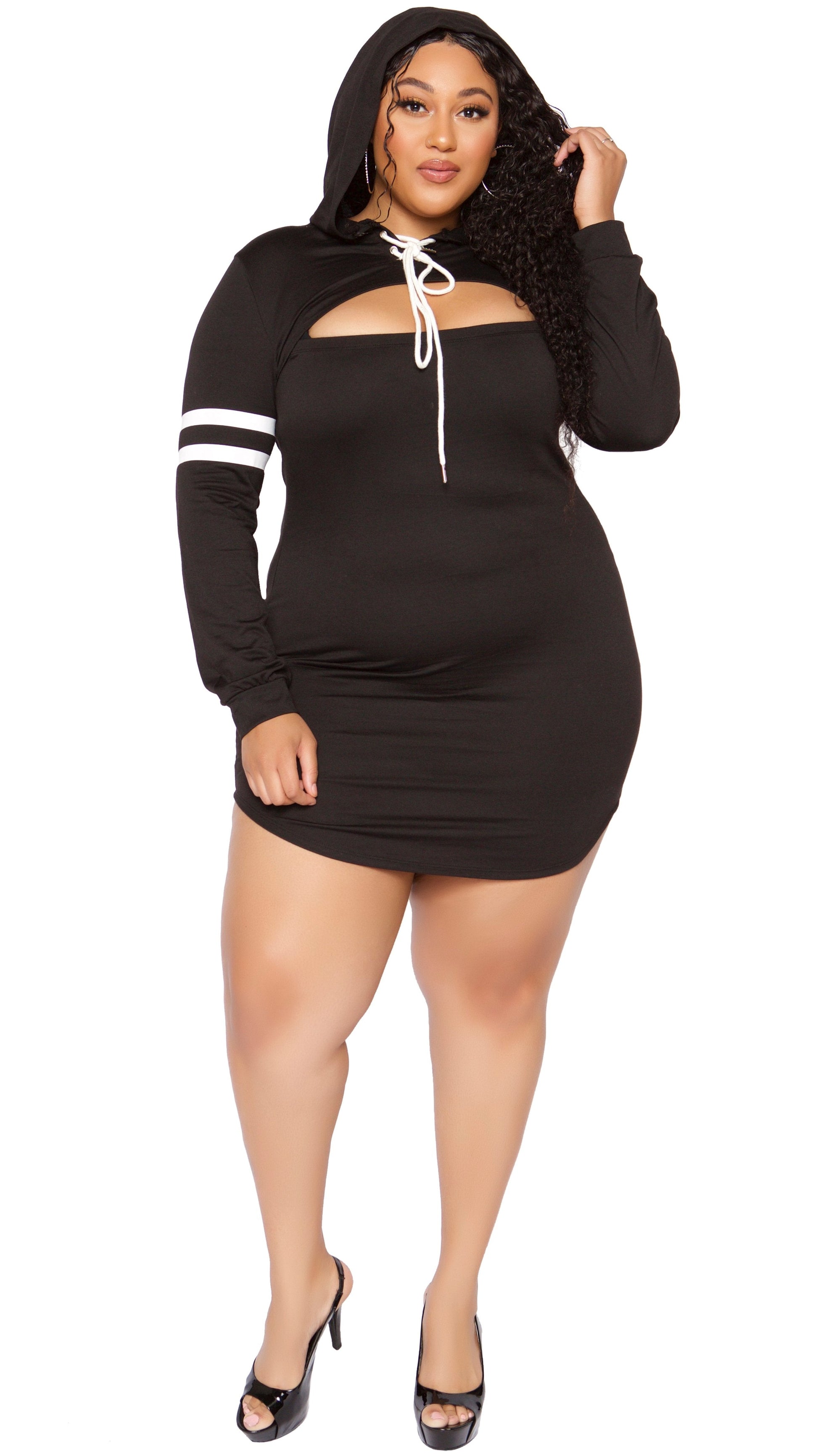 Colors Hooded Mini Dress (Black) - 1x Colors Hooded Mini Dress (Black) - 1x