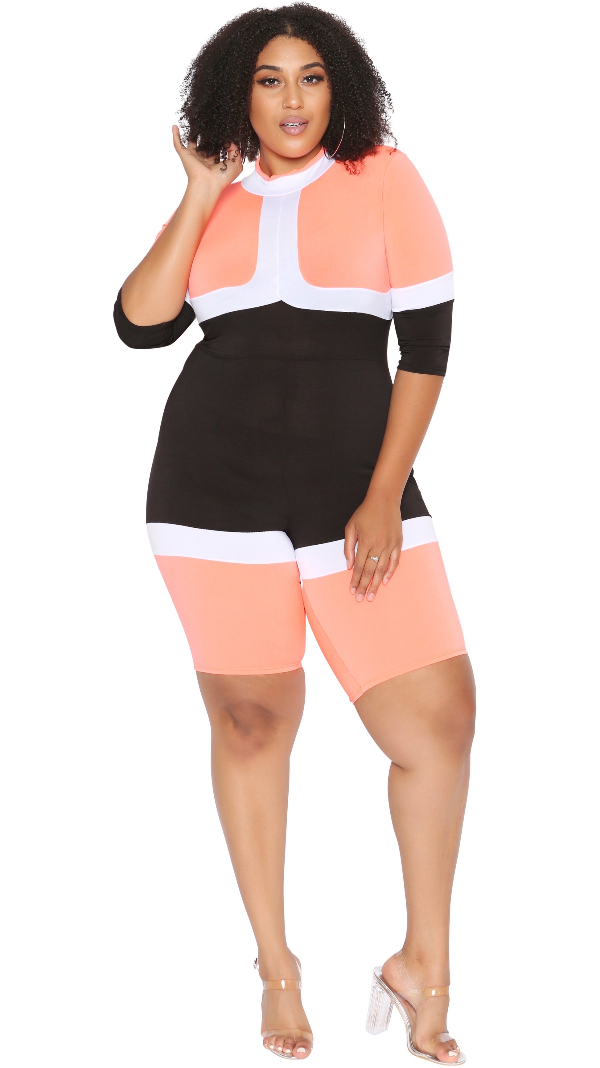 Cubic Romper (Coral)-Rompers-Boughie-Boughie