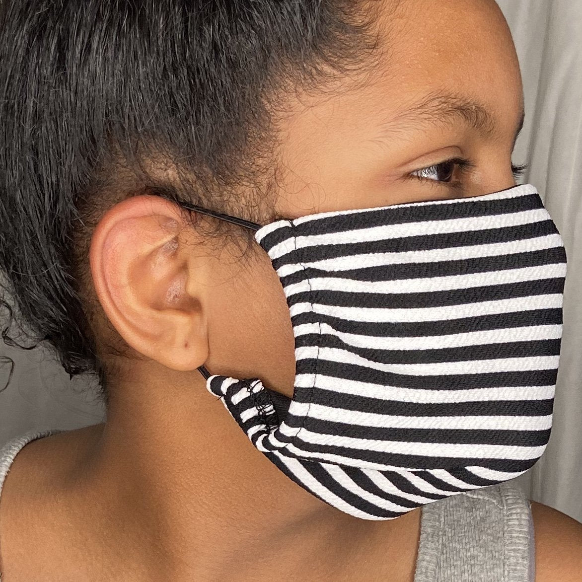 Fashion Mask (Blk/White Stripe) In Stock-Boughie Curves-Boughie