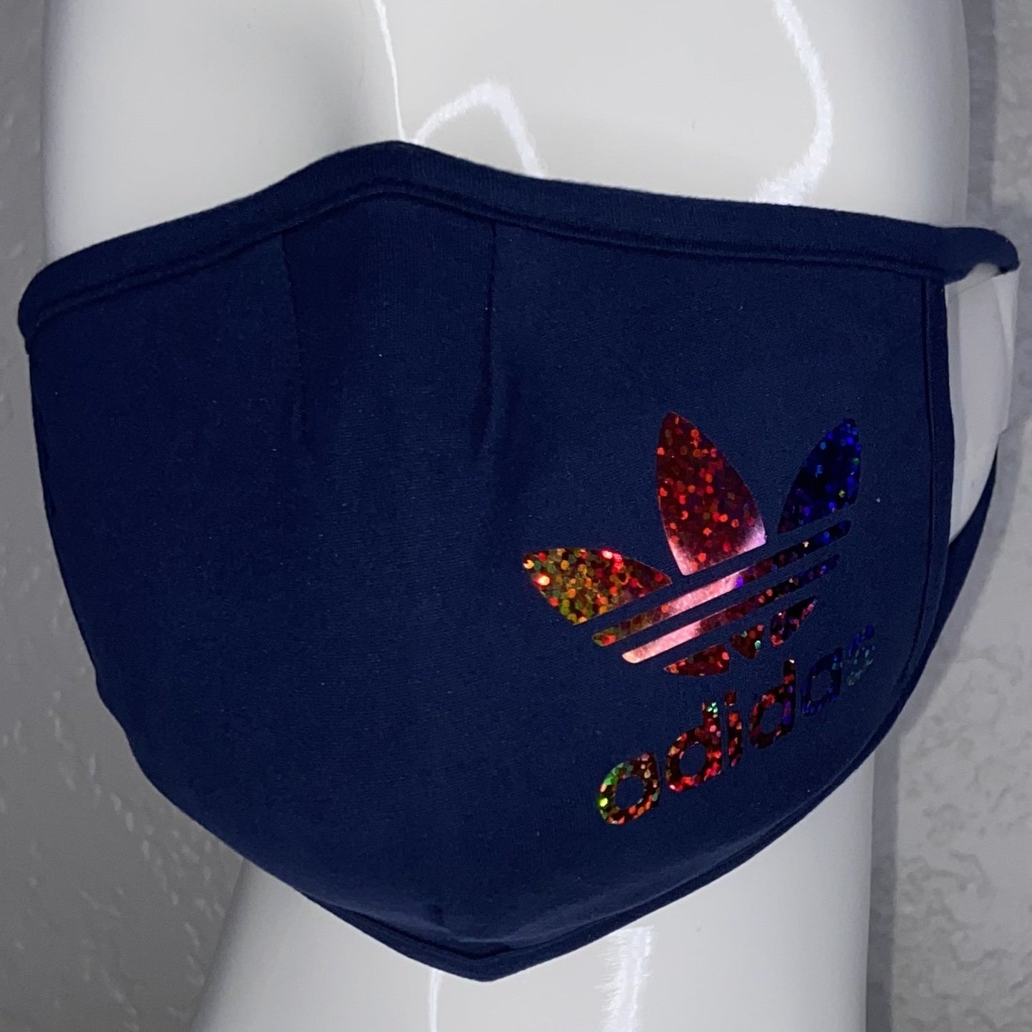 Fashion Mask With Filter Pocket (Replica Blue Adidas) In Stock-Boughie Curves-Boughie
