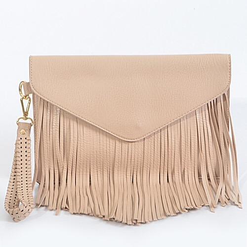 Flap Fringe Clutch (2 Colors)-Accessories-Boughie-Nude-Boughie