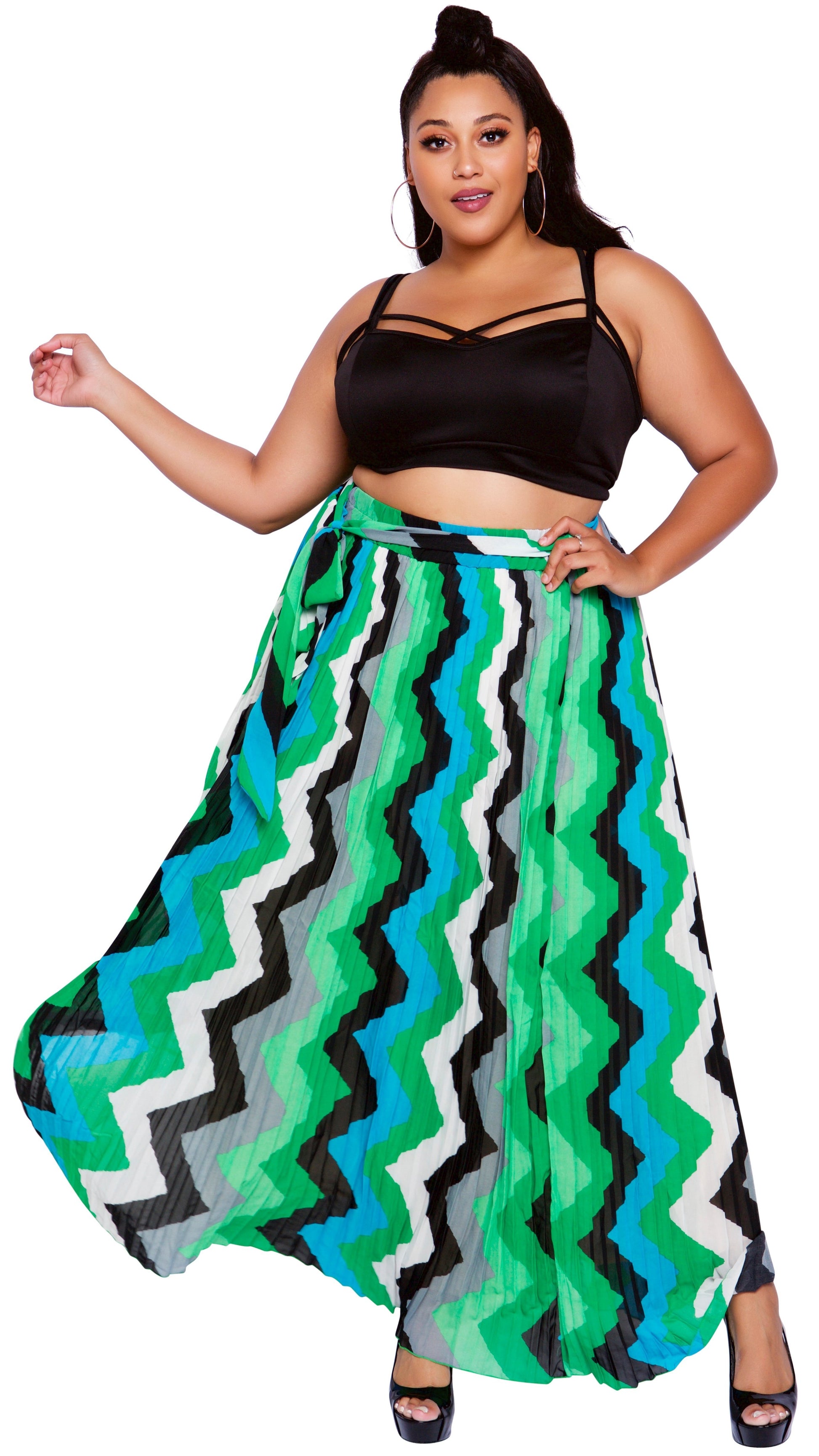Flow For Days Skirt (Green Print)-Skirt-Boughie-Boughie