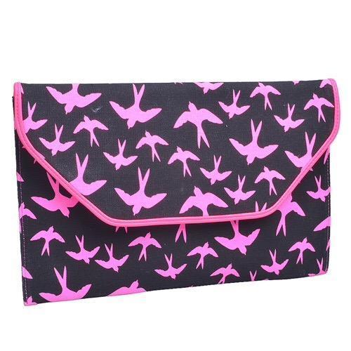 Fly High Clutch (Black)-Accessories-Boughie-Black/Pink-Boughie