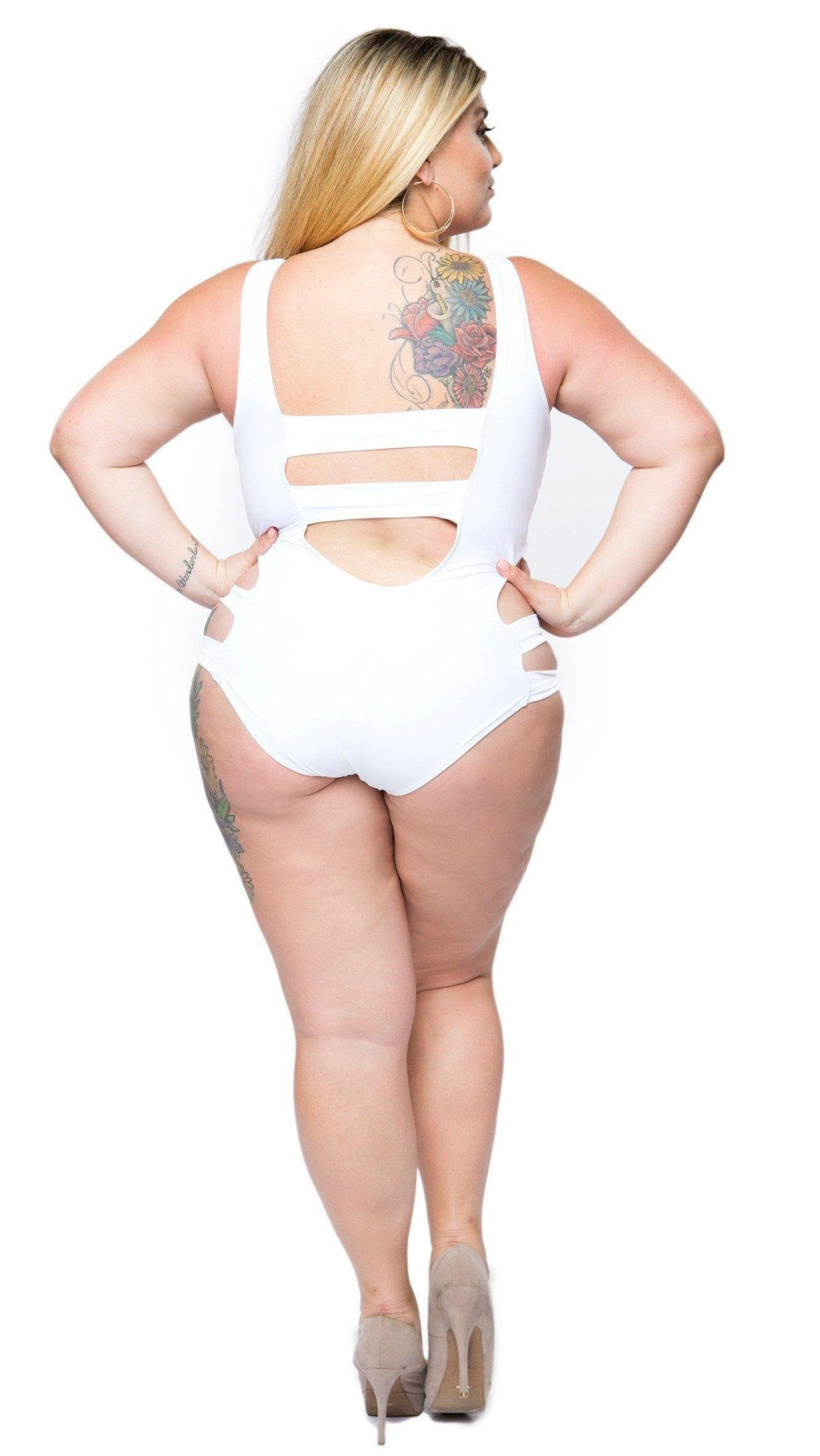 Plus Size Bathing Suit (White) 1x 2x 3x – Boughie Curves
