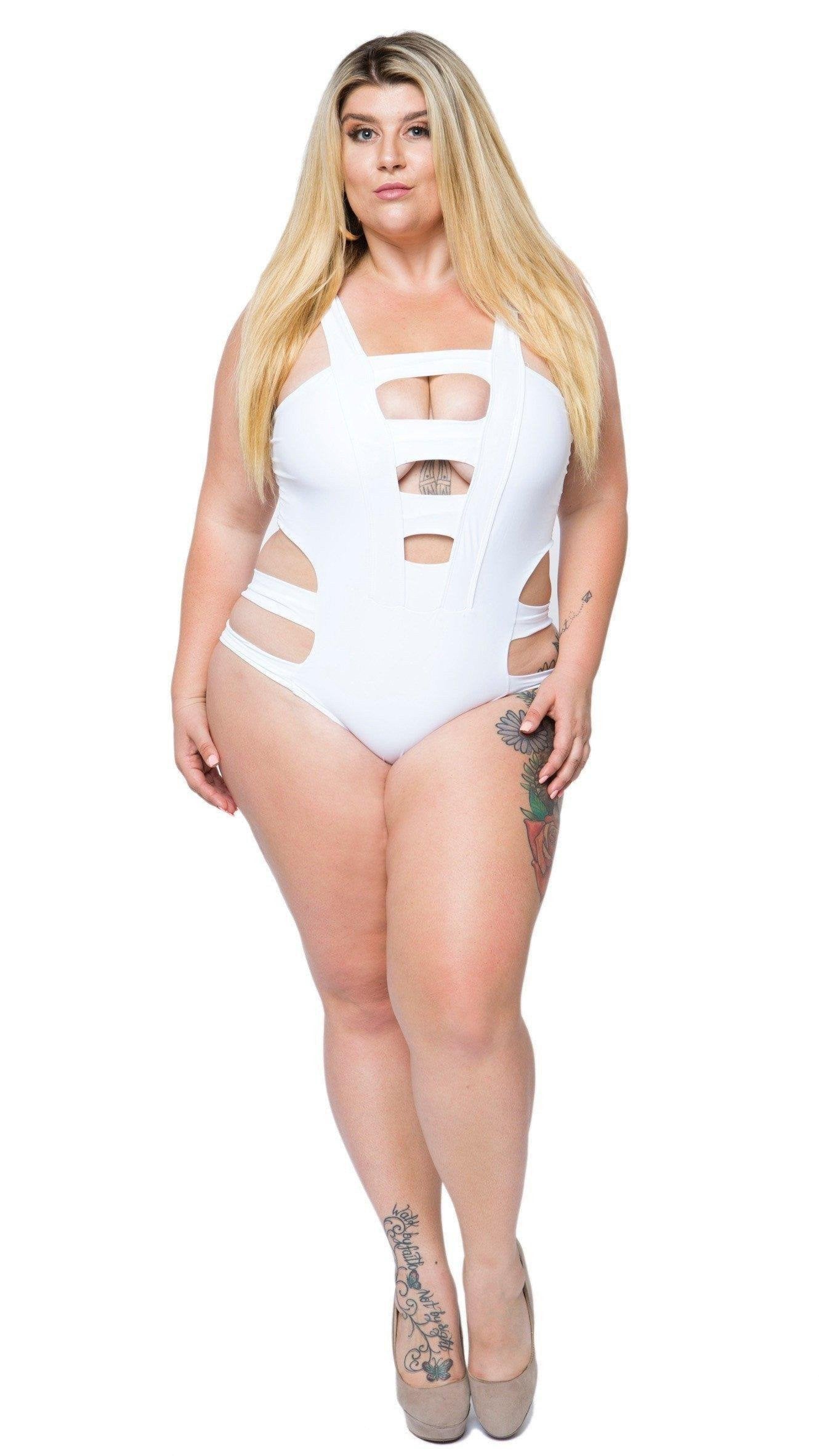 Freedom One Piece Bathing Suit (White)-Swimwear-Boughie-Boughie
