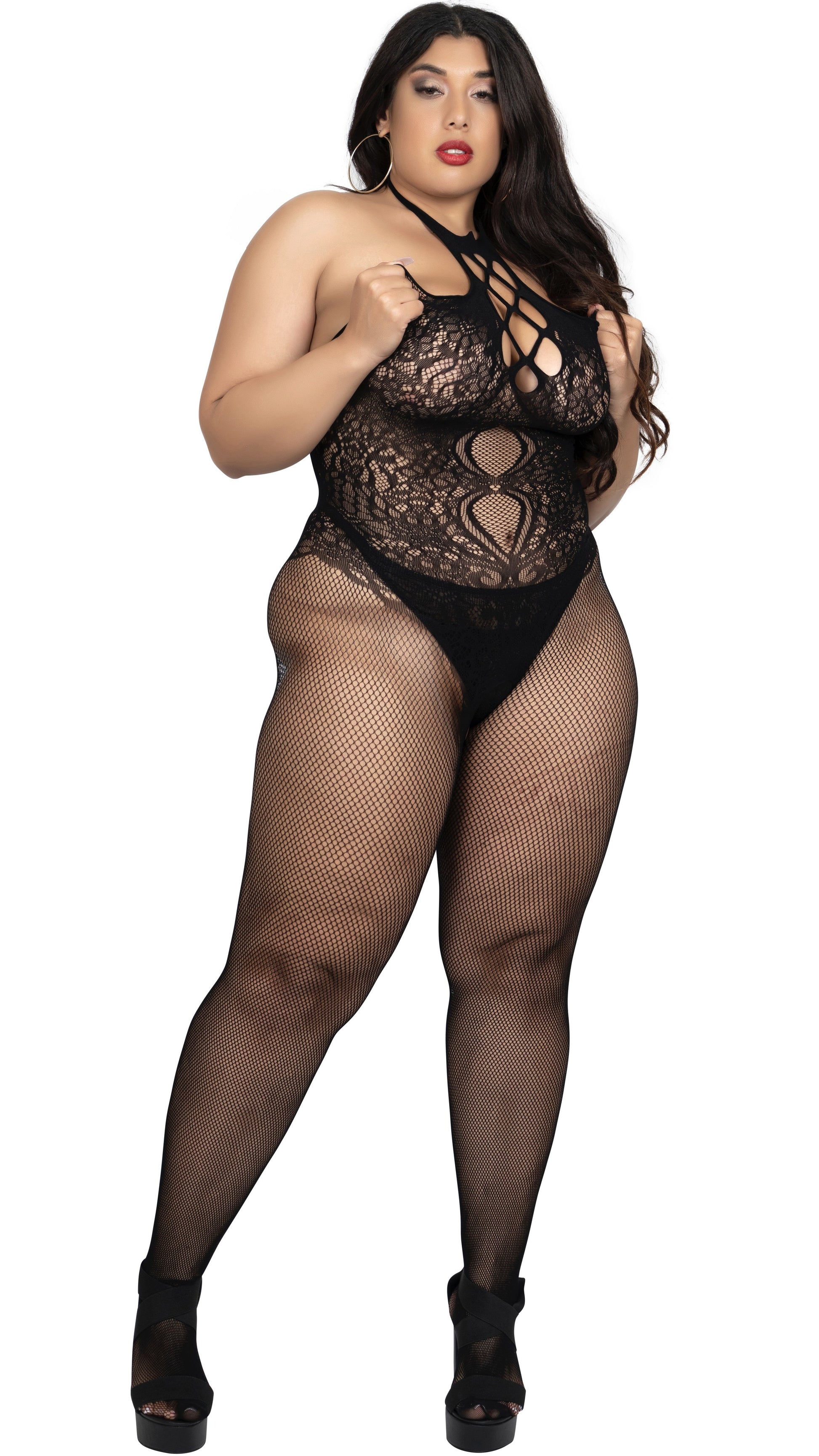 Hug Me Body Stocking (Black)-Lingerie-Boughie-O/S Queen-Boughie