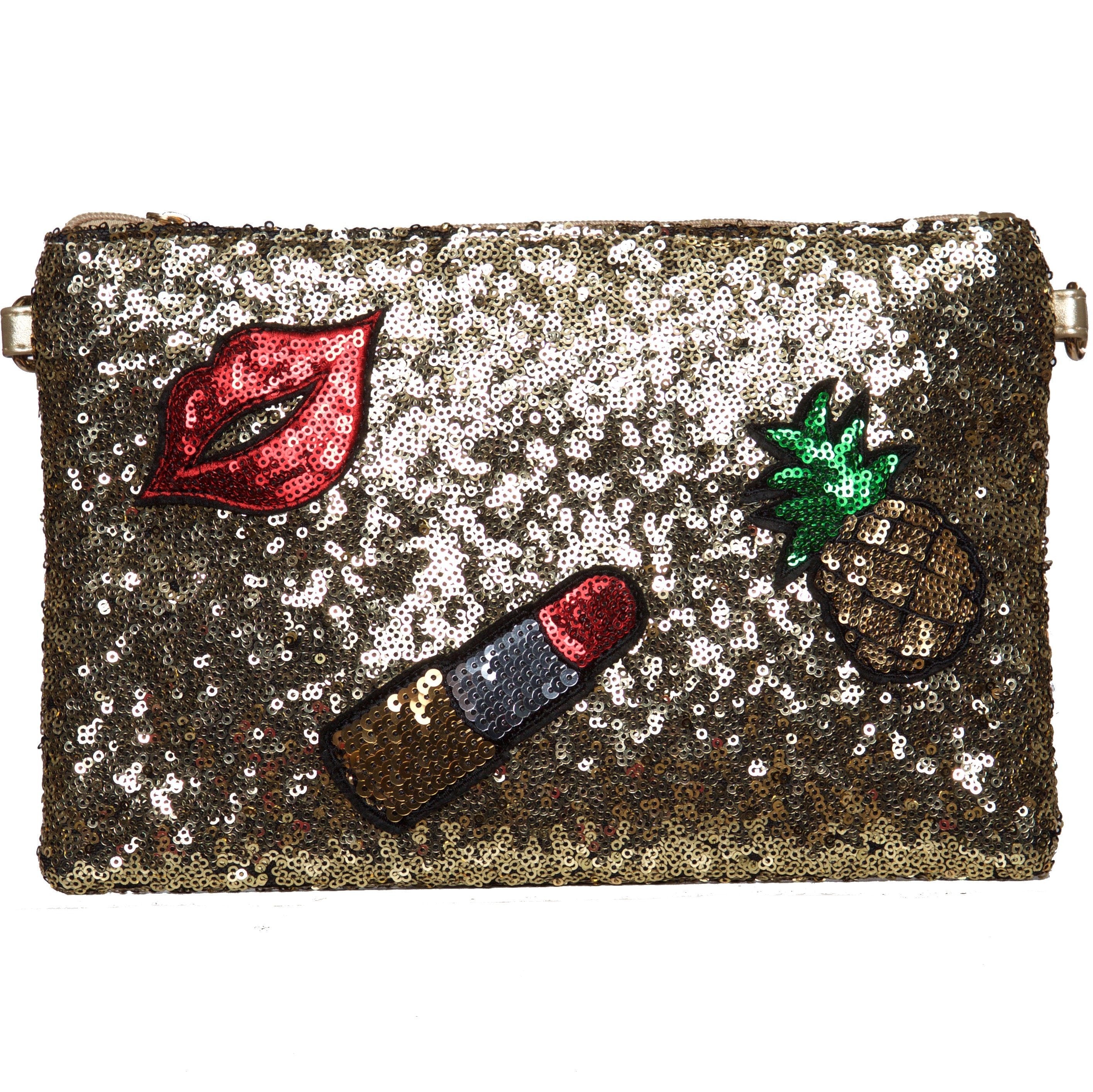 Kiss My Pineapple Sequins Clutch