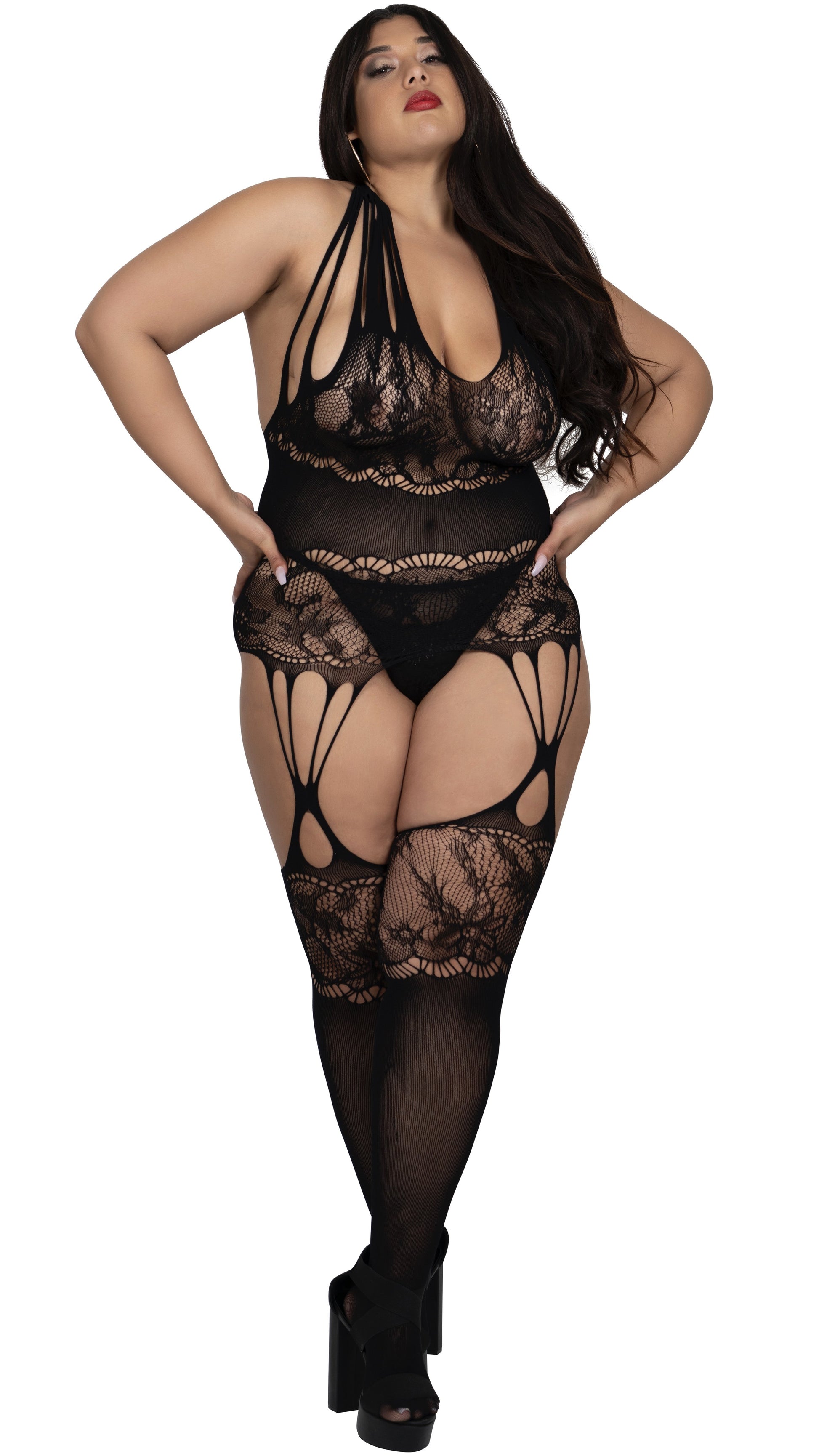 Love Me Body Stocking (Black)-Lingerie-Boughie-O/S Queen-Boughie