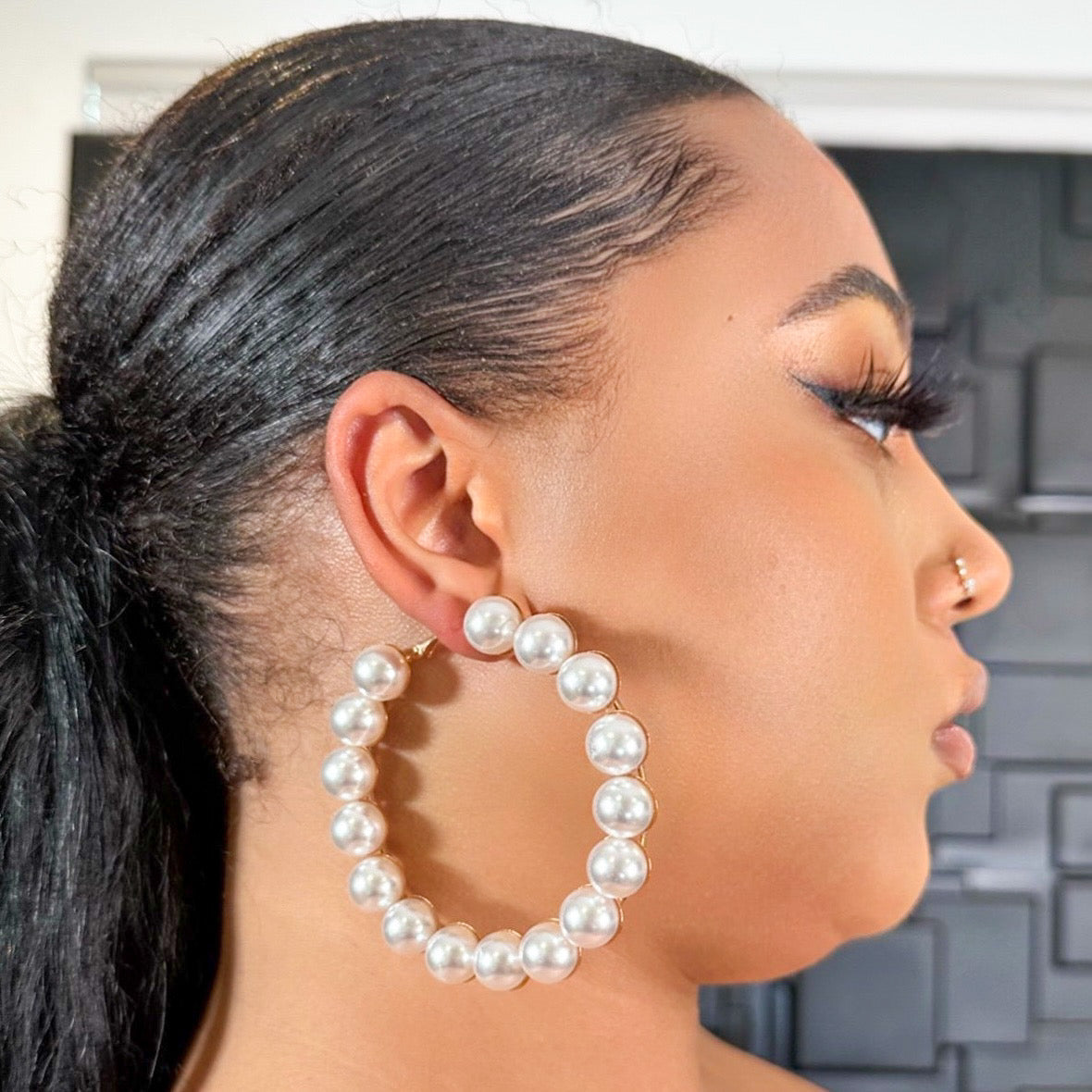 Pearl Sensation Hoop Earrings-Accessories-Boughie-Boughie