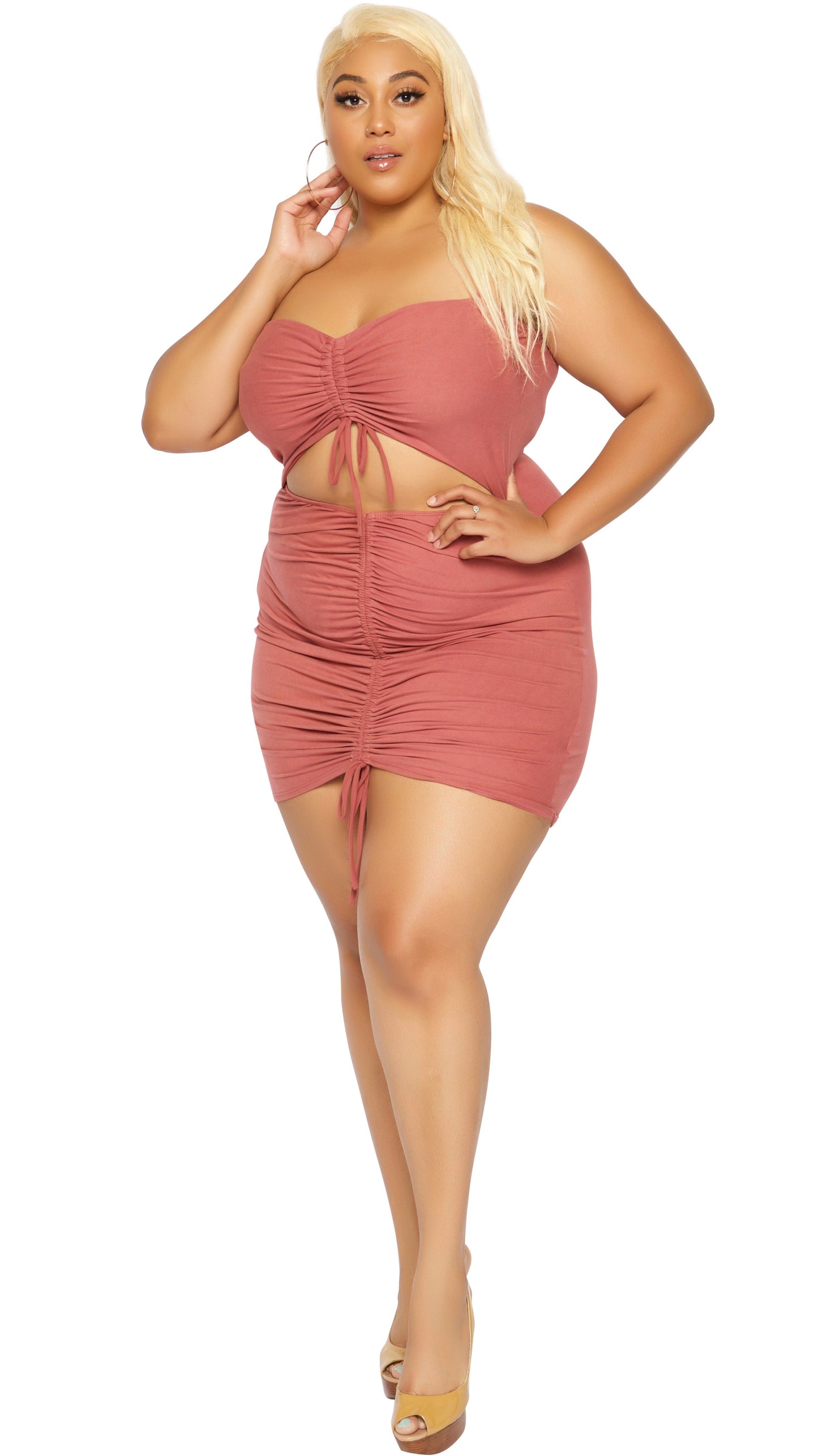 Pull Up Mini Dress (Dusty Rose)-Dresses-Boughie-Boughie