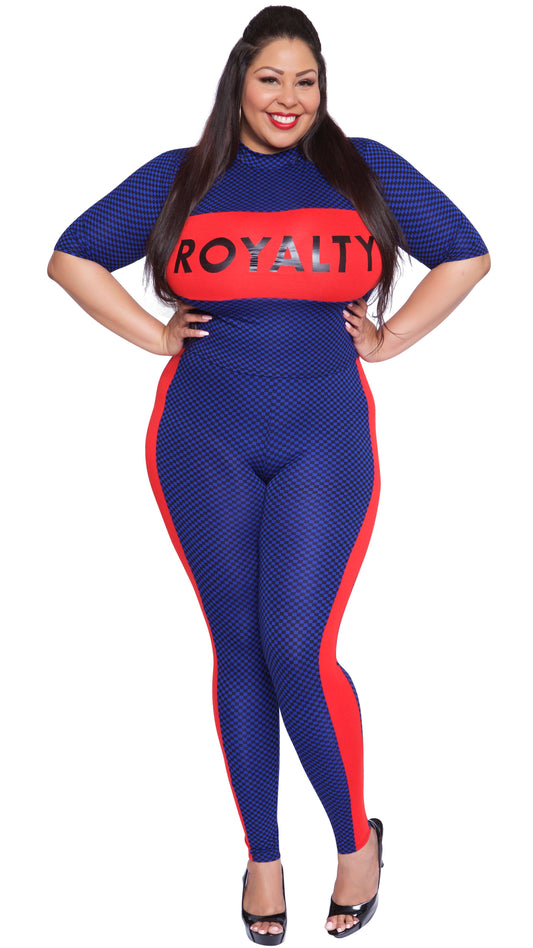 Royalty 2Pcs Pant Set (Royal Blue Checkered)-Pant Sets-Boughie-Boughie
