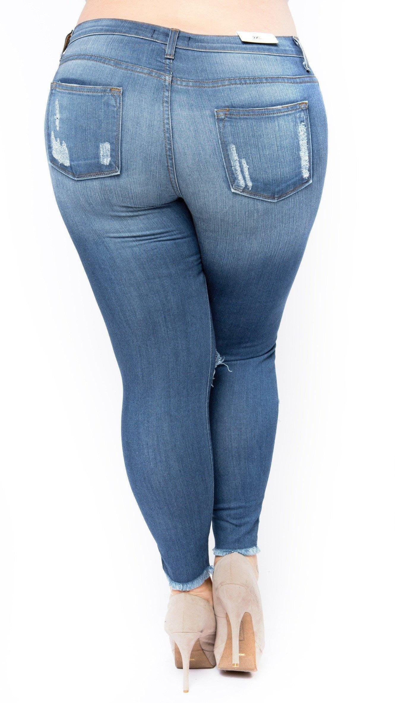 Ruff Stuff Extreme Distressed Denim Jeans (Dark Blue)