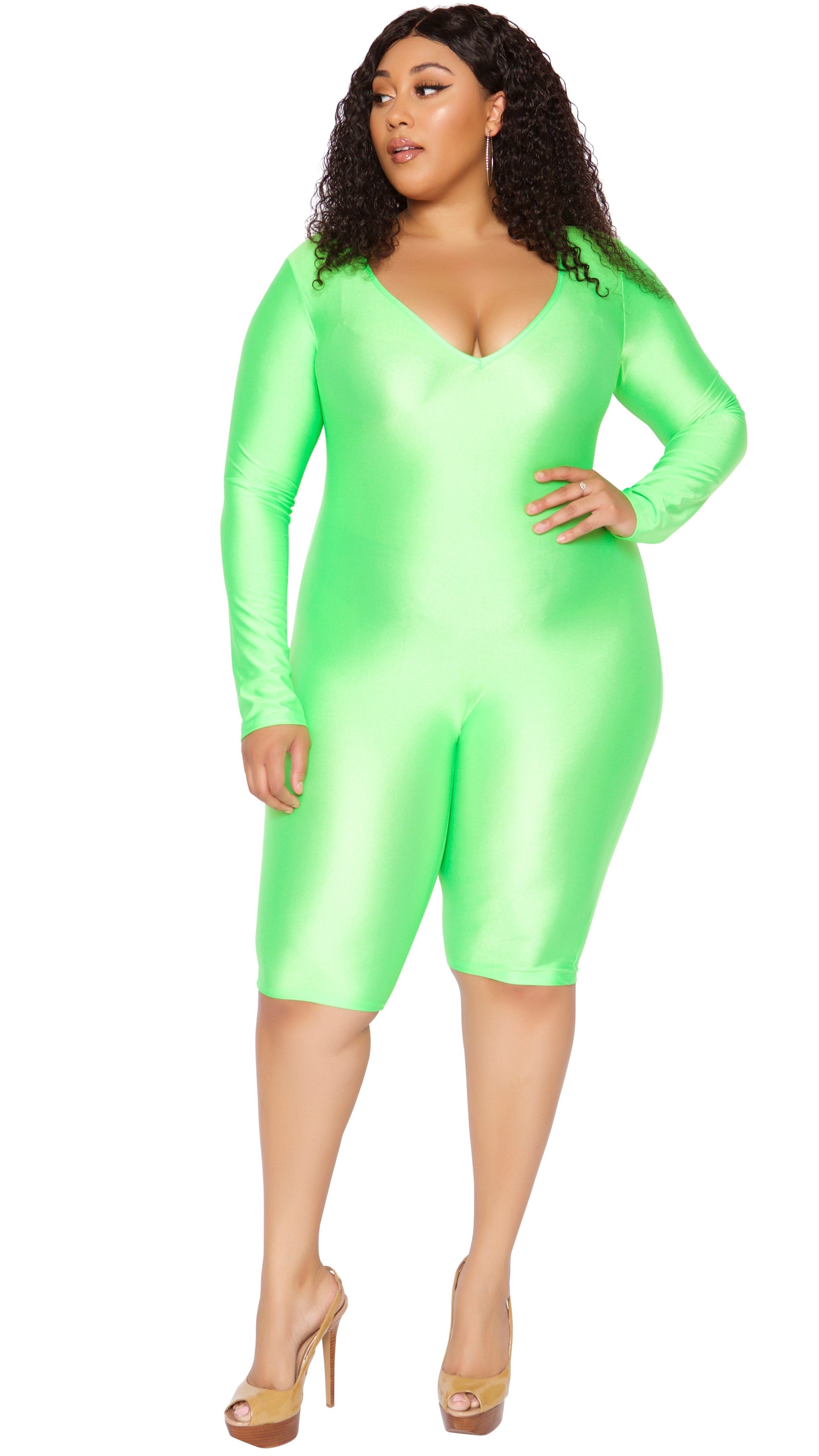 Show Face Romper (Neon Green)-Rompers-Boughie-Boughie