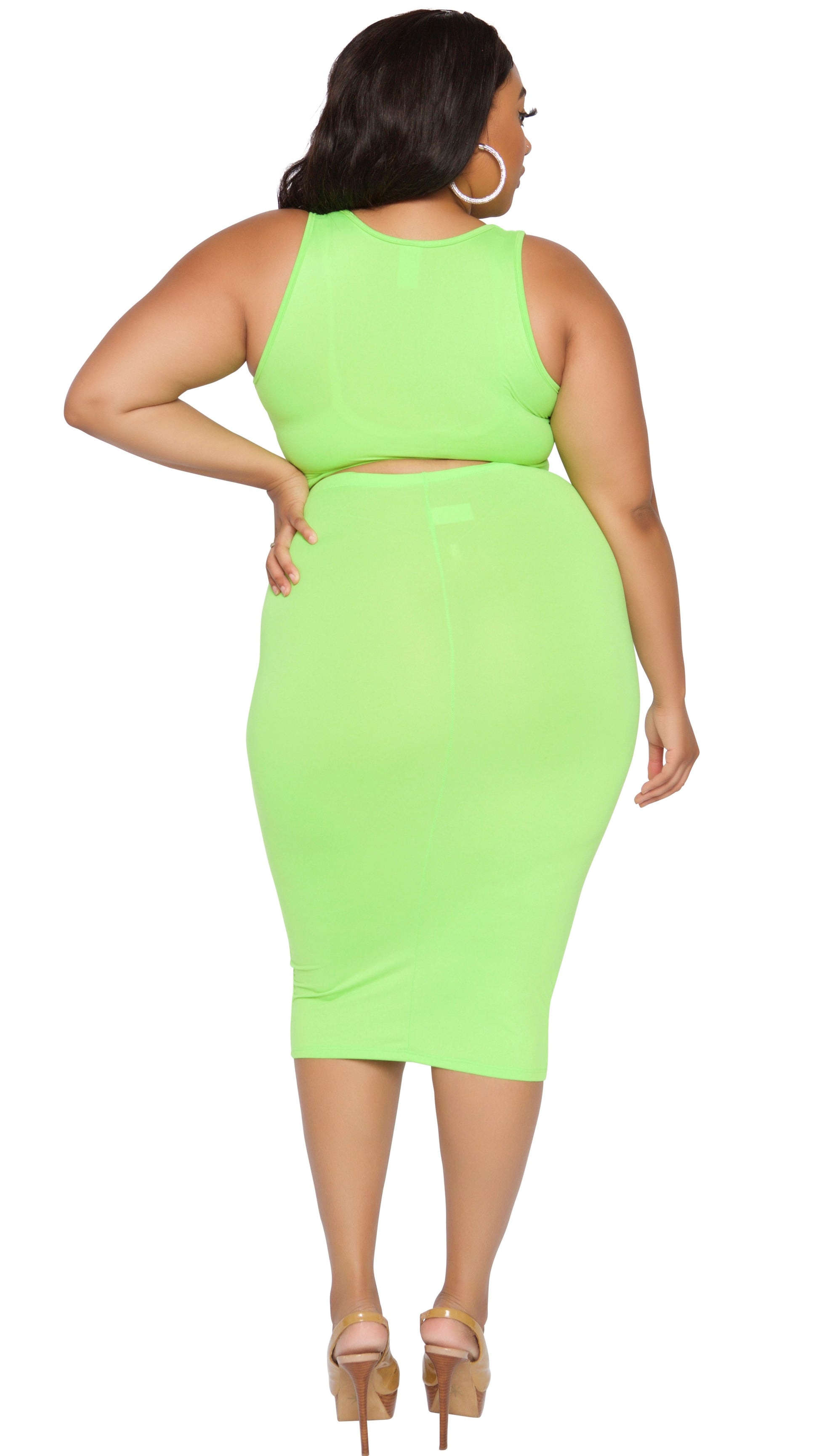 Sour Apple 2Pcs Skirt Set (Neon Green)-Skirt Sets-Boughie-Boughie