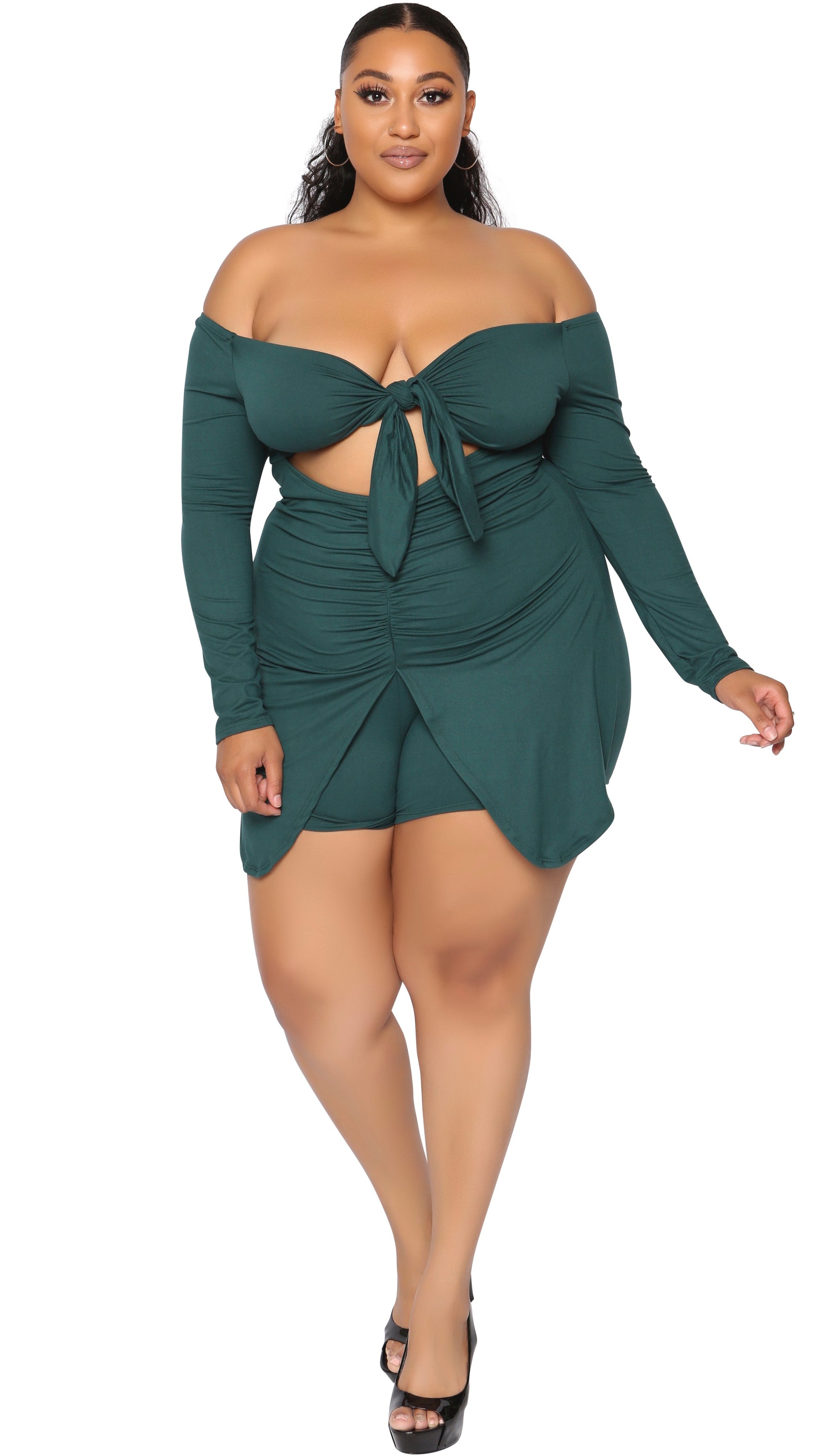 Stand Out Romper (Hunter Green)-Rompers-Boughie-Boughie