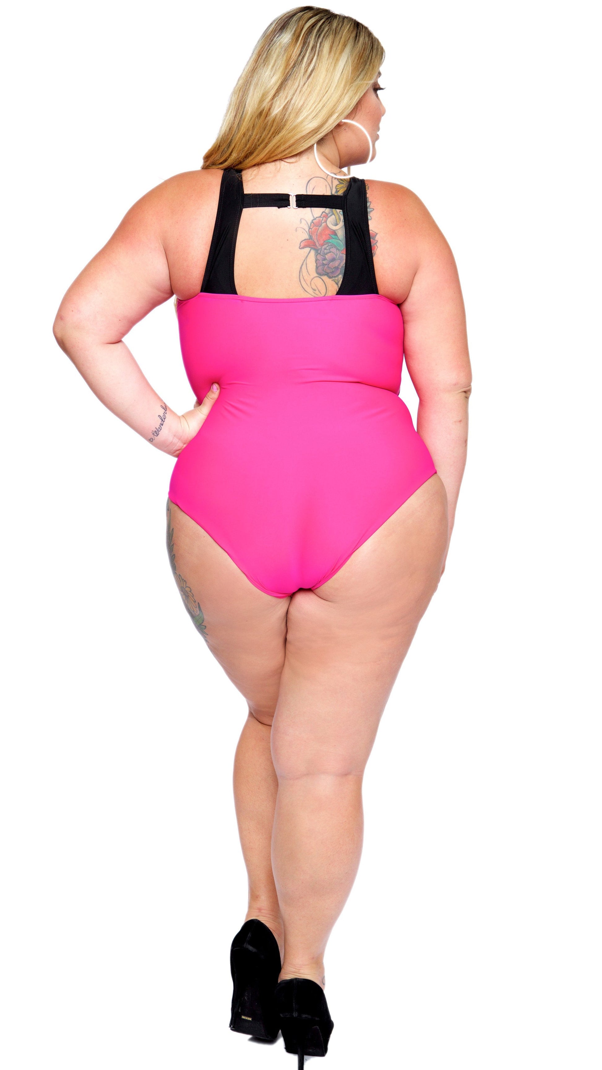 Vicious One Piece Bathing Suit (Pink)-Swimwear-Boughie-Boughie