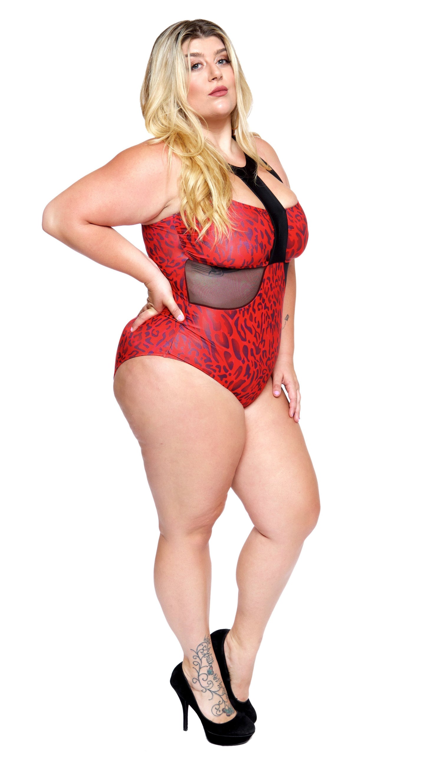 Vicious One Piece Bathing Suit (Red Leopard)-Swimwear-Boughie-Boughie