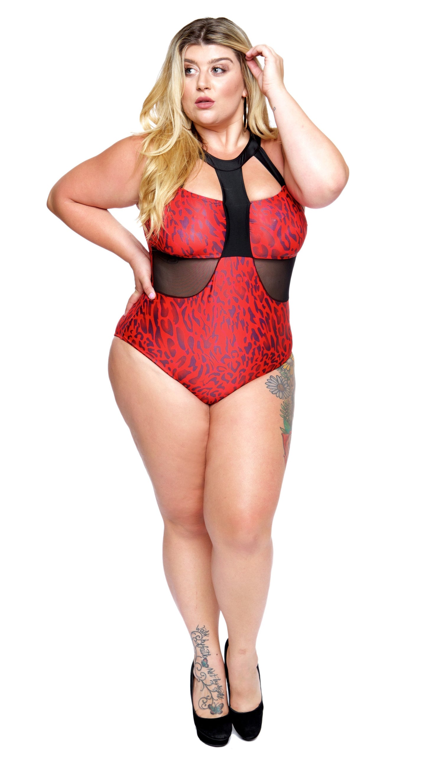 Vicious One Piece Bathing Suit (Red Leopard)-Swimwear-Boughie-Boughie